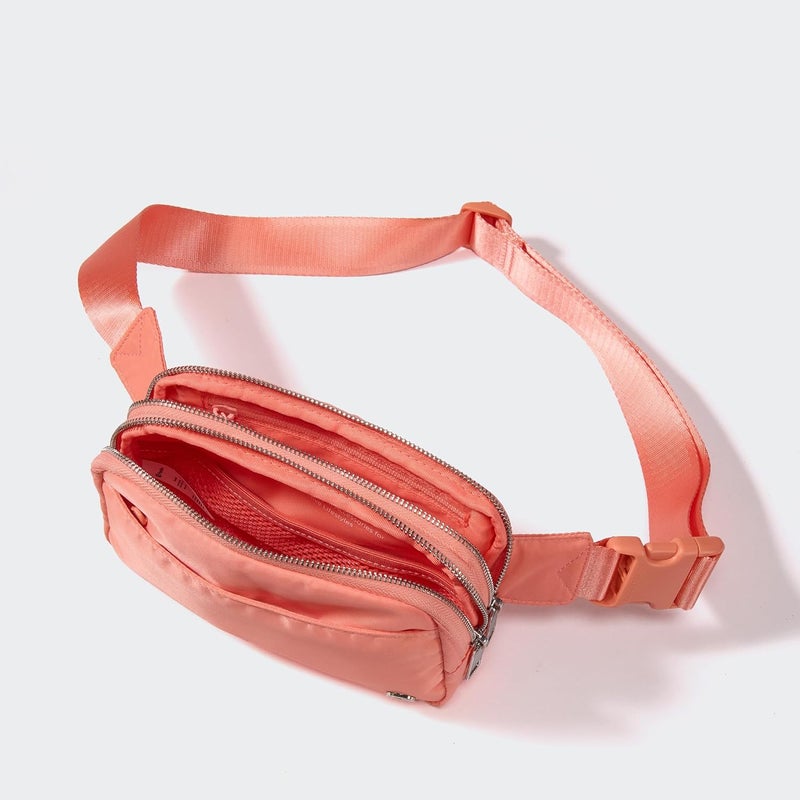 Pander Everywhere Belt Bag for Women, 5 Zipper Pockets Nylon Crossbody Fanny Pack Purse (Dark Salmon). - Image 5